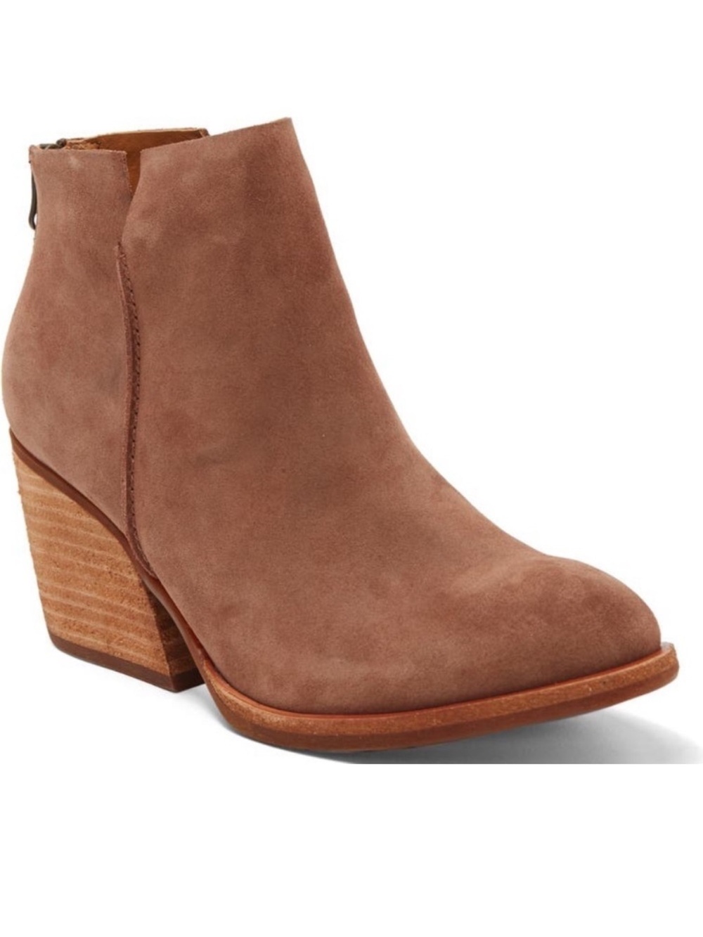 Kork-Ease Suede Leather Chandra Bootie Chunky Heel Boot Tan Brown Sz 9.5, NIB